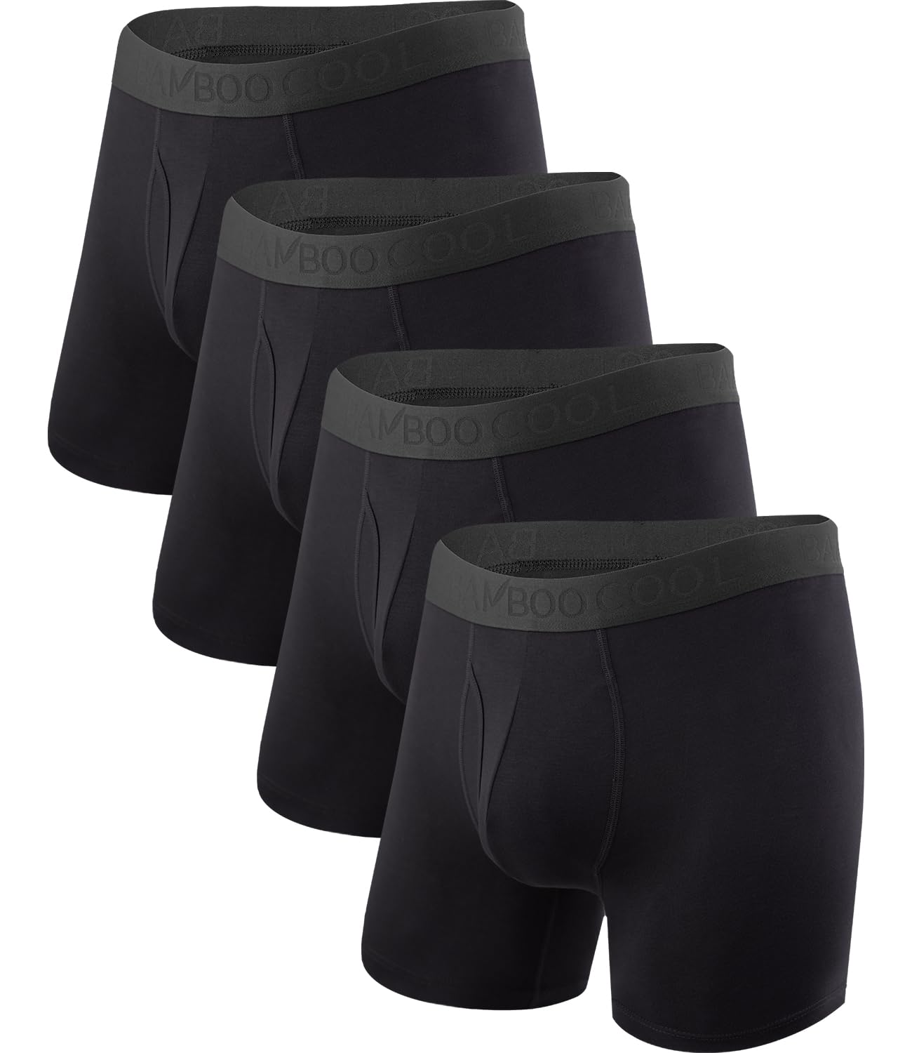 BAMBOO COOL Men's Underwear Boxer Briefs Soft Breathable Performance Underwear for Men 4 Pack (L)