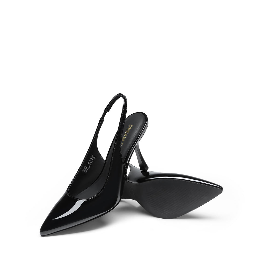DREAM PAIRS Women's Heels Slingback Stiletto Pumps Shoes Pointed Closed Toe Kitten Heels Dress Bridal Elegant Wedding Sexy Party,Size 9,Black-Pat,DWUMPU2510