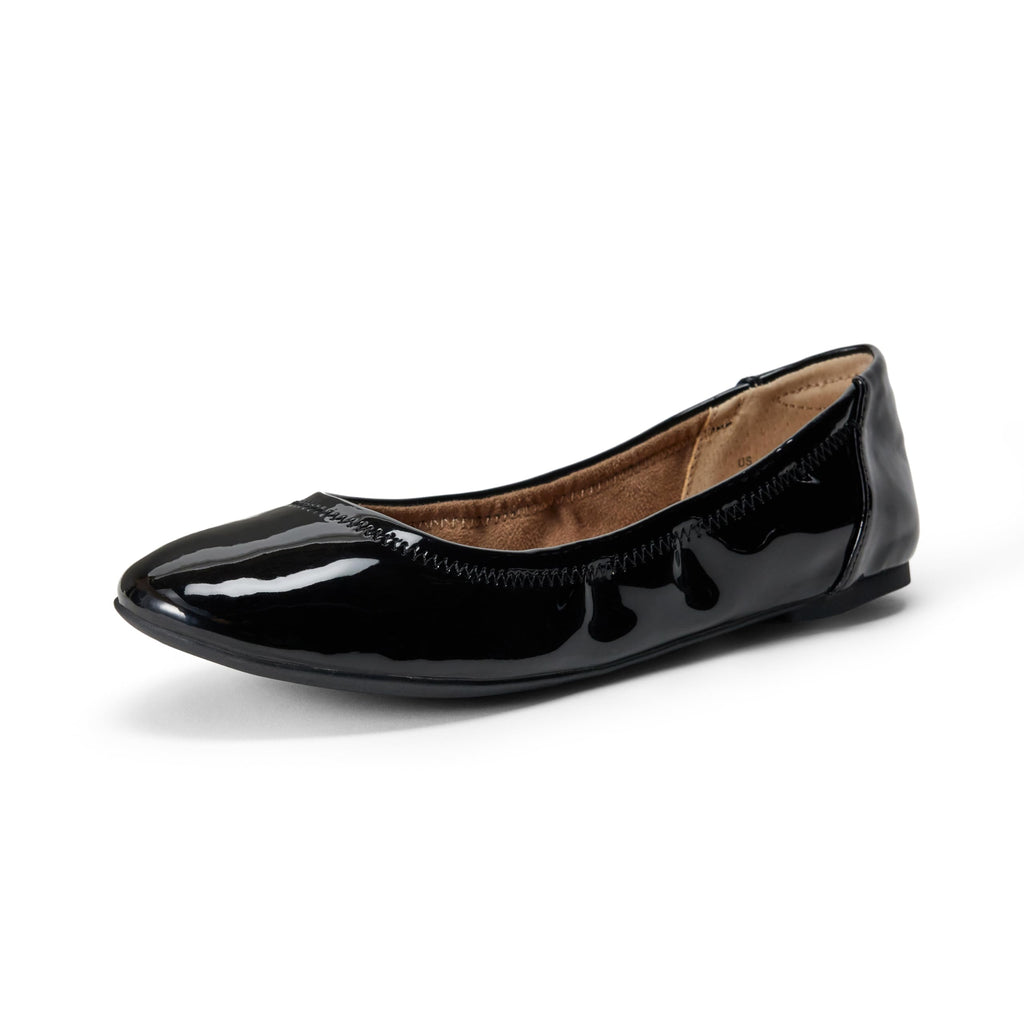 Amazon Essentials Women's Belice Comfortable Slip-On Ballet Flats Shoes, Black Patent, 13 Wide