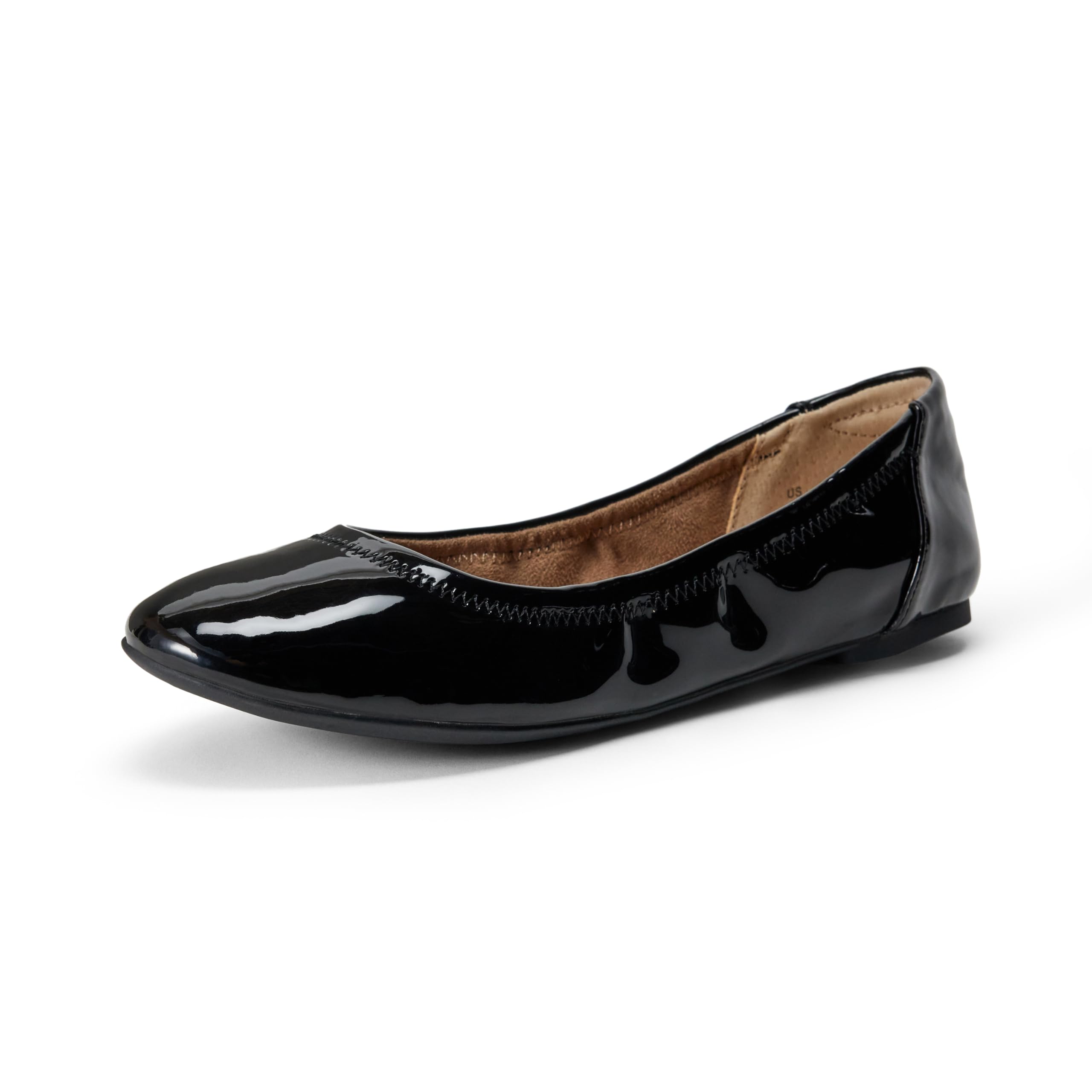 Amazon Essentials Women's Belice Comfortable Slip-On Ballet Flats Shoes, Black Patent, 13 Wide