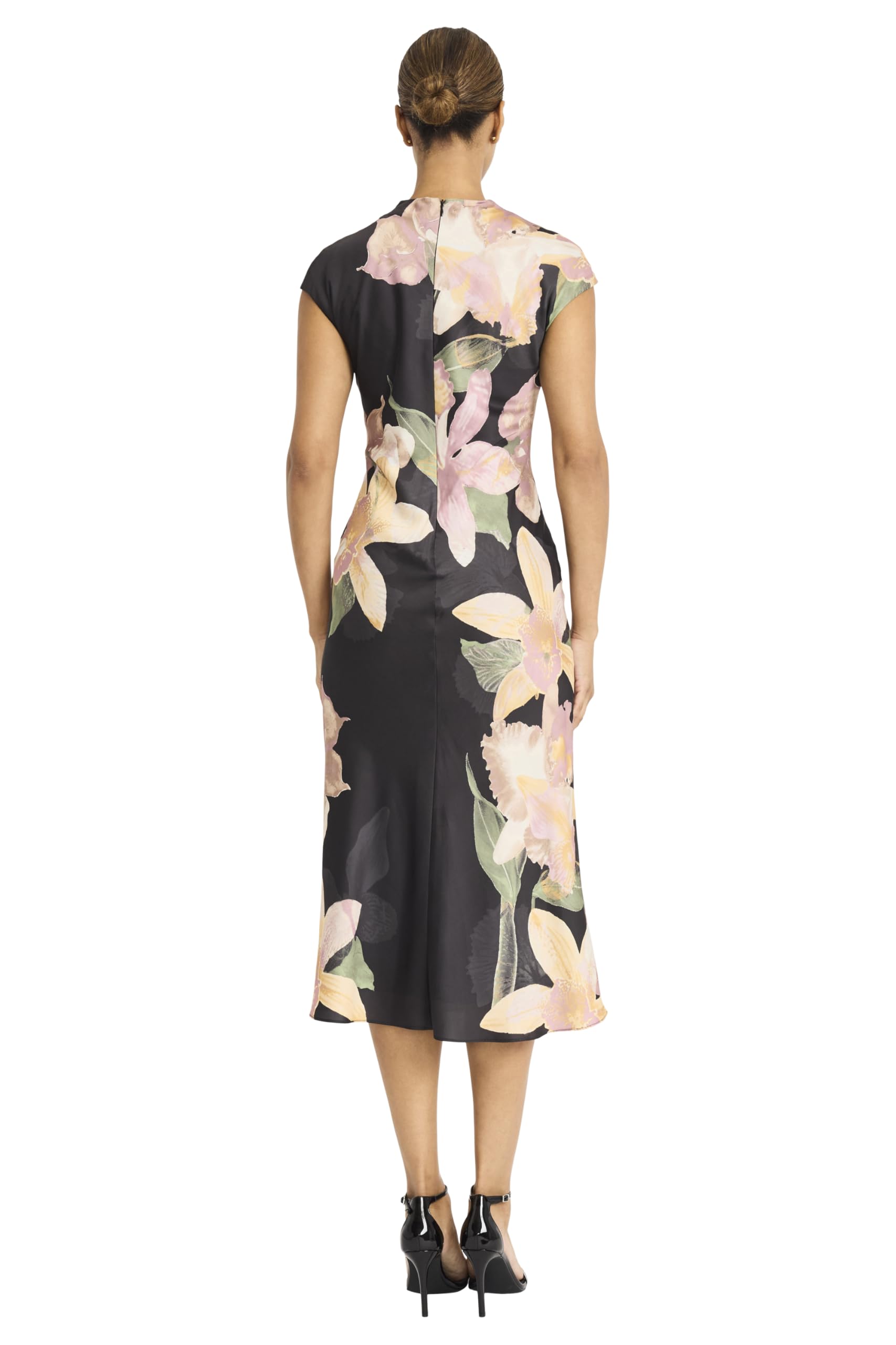 Maggy London Women's Dresses Women's Mock Neck Midi Length A-Line - Cap Sleeve Formal - Special Occasion Dress, Black/Blush, 0