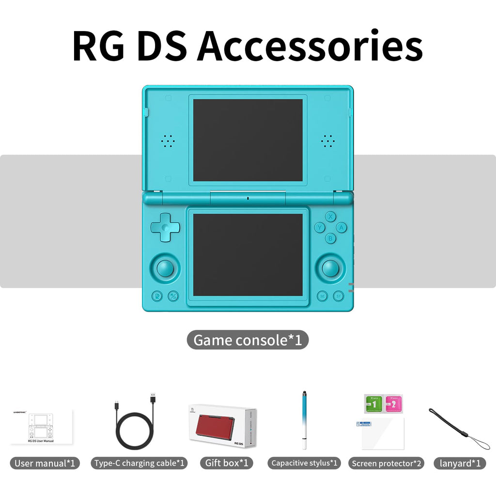 Aivuidbs RG DS Foldable Handheld Game Console RK3568 Anbernic RG DS Android 14 System two-Player Joystick Top and Bottom Dual Screen 4 inch OCA Full Touch Screen 4000mAh 3 + 32gb (RG DS-Turquoise Blue-new)