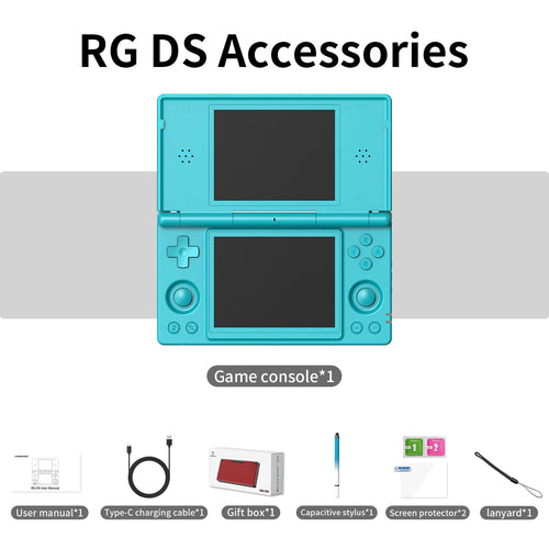 Aivuidbs RG DS Foldable Handheld Game Console RK3568 Anbernic RG DS Android 14 System two-Player Joystick Top and Bottom Dual Screen 4 inch OCA Full Touch Screen 4000mAh 3 + 32gb (RG DS-Turquoise Blue-new)