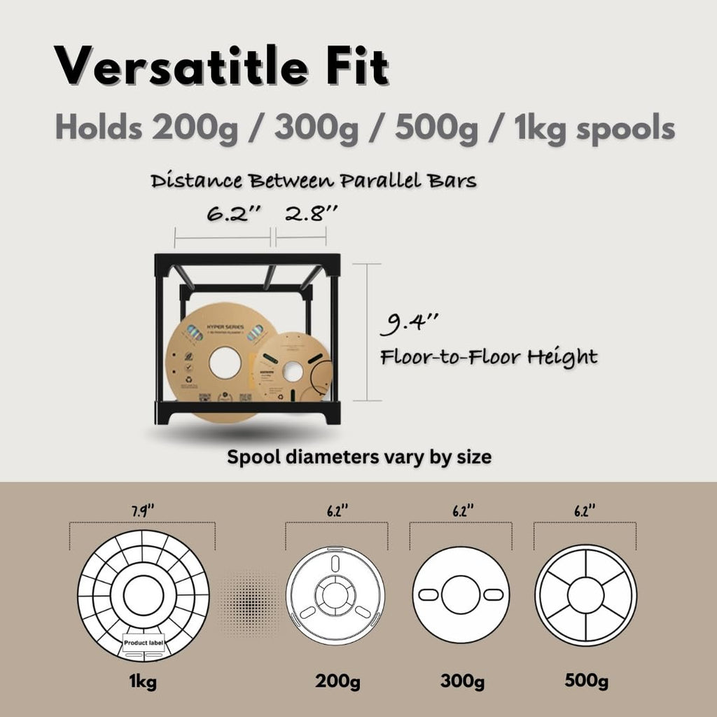 Razzi Fidel 9-Tier Modular 3D Printer Filament Storage Rack, High-Strength Carbon Steel Spool Holder & Organizer, Holds 54 Spools(1kg), Space-Saving, Customizable, Tool-free Assembly