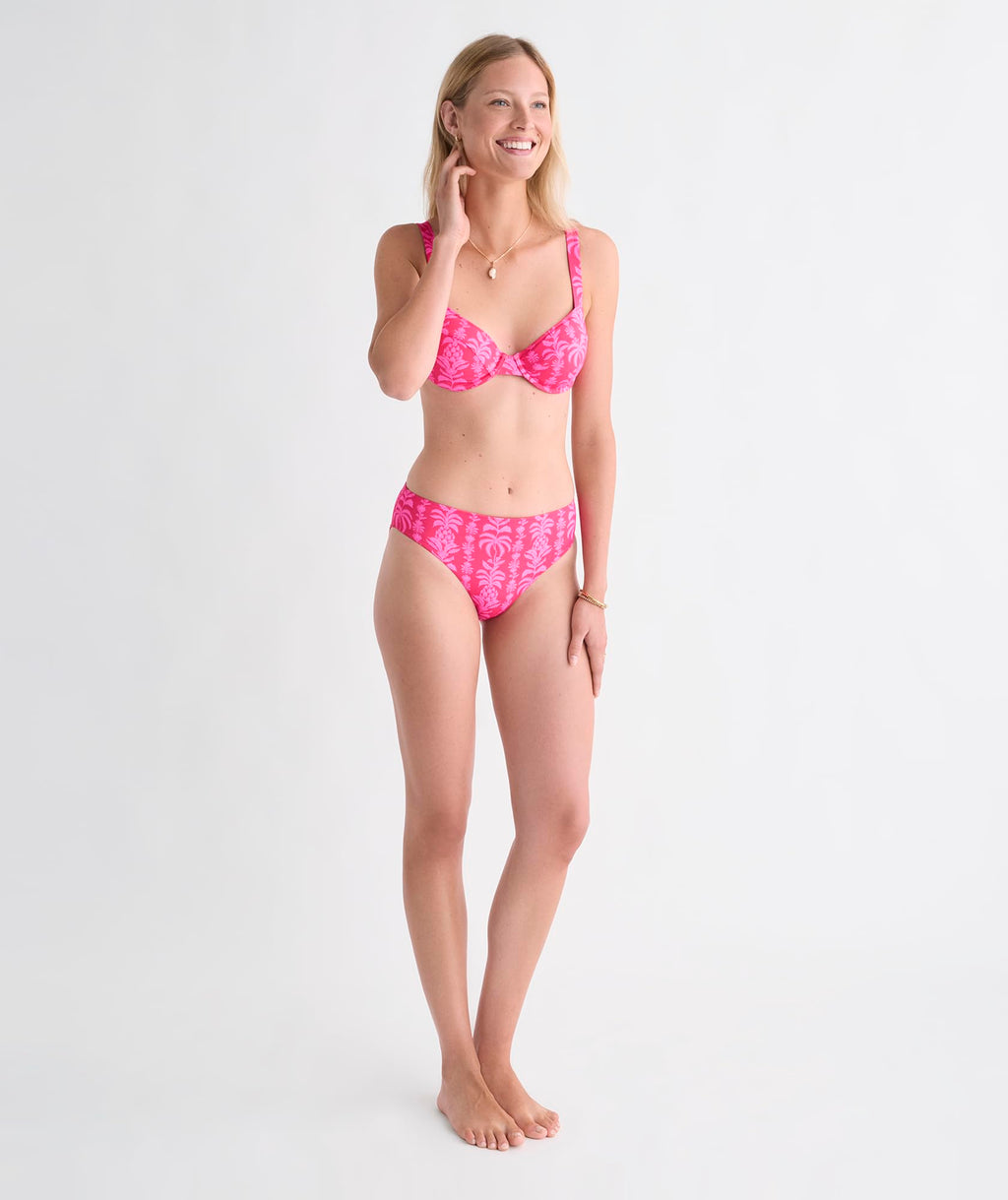 vineyard vines Wainscott Mid-Rise Bikini Bottom, Coral Punch Print, XS