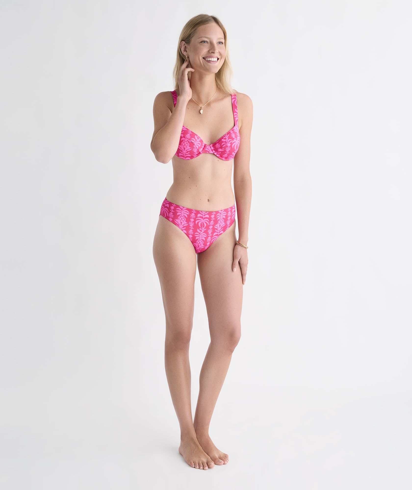 vineyard vines Wainscott Mid-Rise Bikini Bottom, Coral Punch Print, XS