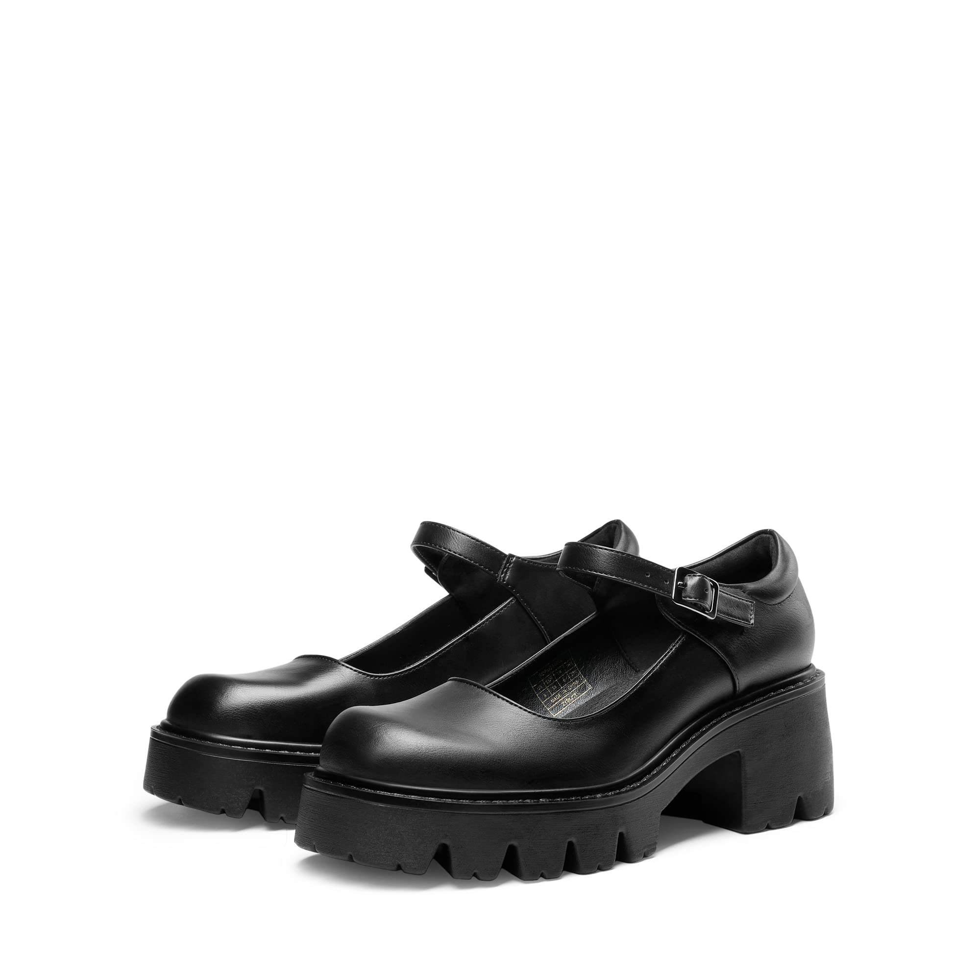 DREAM PAIRS Women's Mary Janes Shoes Platform Dress Low Heel Chunky Pumps Round Toe Ankle Strap Pumps Shoes Oxfords Esther,Size 10,Black-Pu,SDPU2346