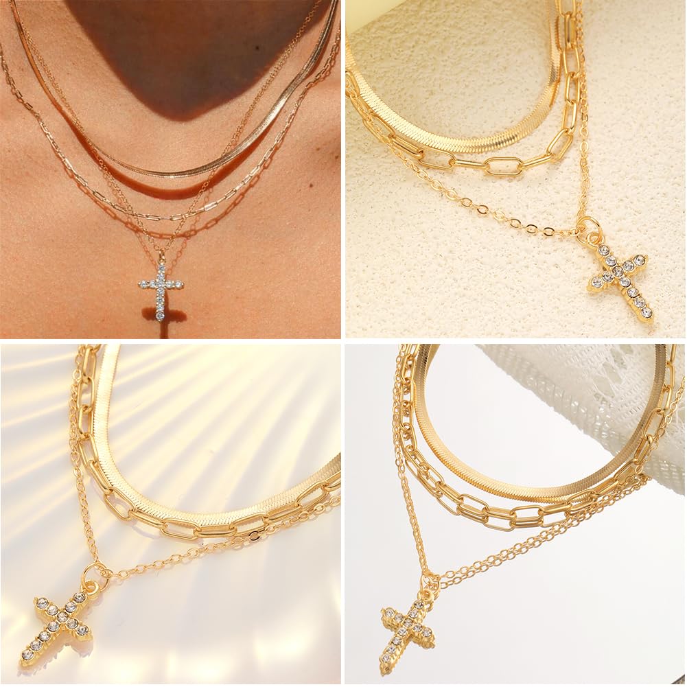 IFNODO 57pcs Gold Jewelry Set With 3 PCS Necklace, 12 PCS Bracelet,20pcs Hoop Stud Earrings,22pcs rings set For Women For Birthday Gifts (gold color-57)