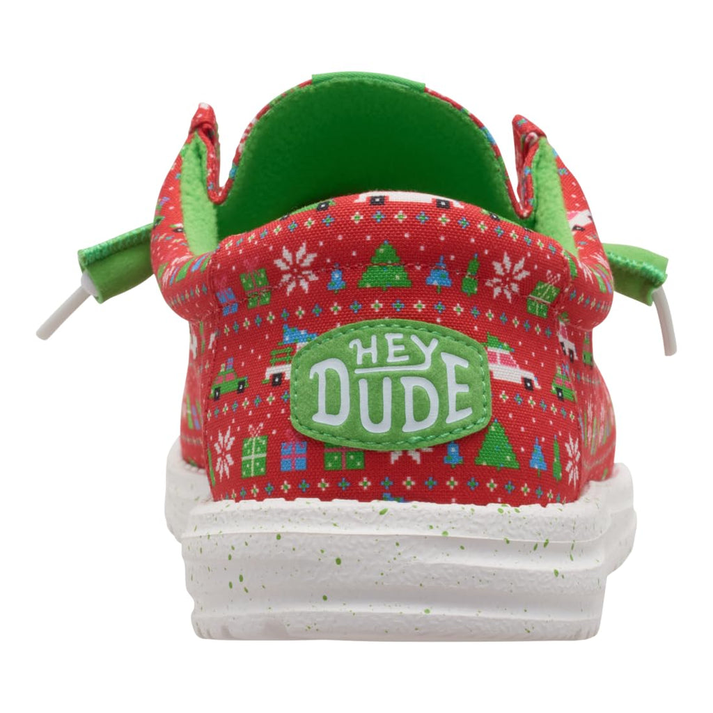 HEYDUDE Wally Holiday Sweater Red/Green/Multi 11, Men’s Shoes, Slip-on Loafers, Comfortable & Light-Weight