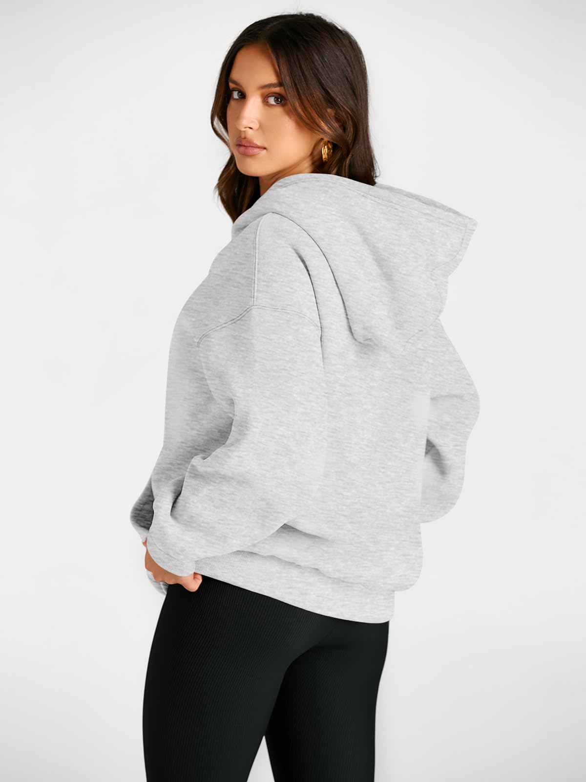 Trendy Queen Womens Oversized Hoodies Fleece Sweatshirts Fall Fashion Pullover Sweaters Winter Clothes Grey M