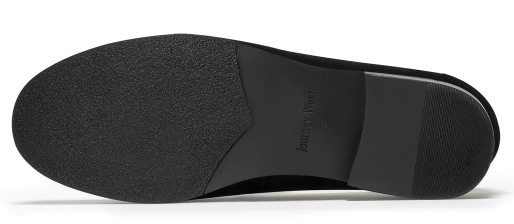 Journey West Suede Slip-on Penny Loafers Shoes for Men Black US 9.5