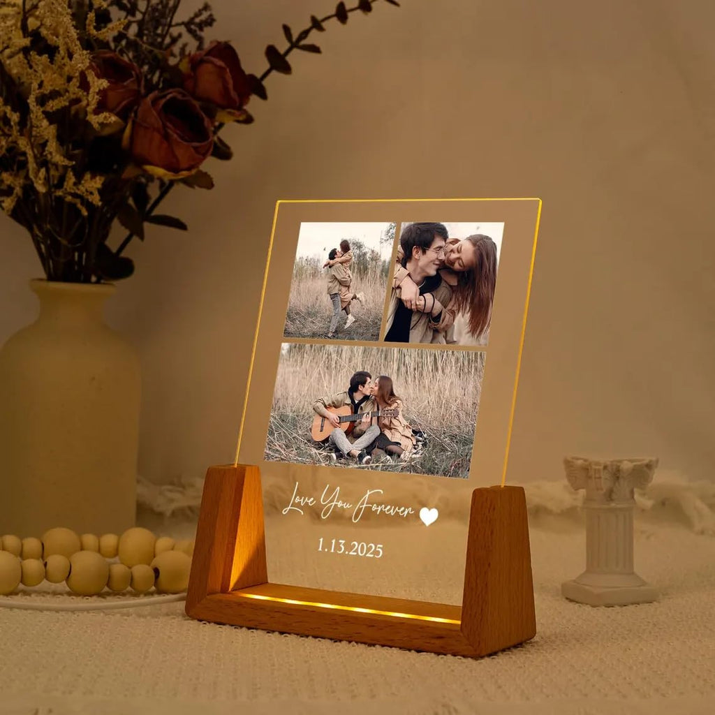 Personalized Picture Frame with Photo,Custom Gifts with Night Light,Personalized Anniversary Birthday Gifts for Women Men Her Him Boyfriend Girlfriend
