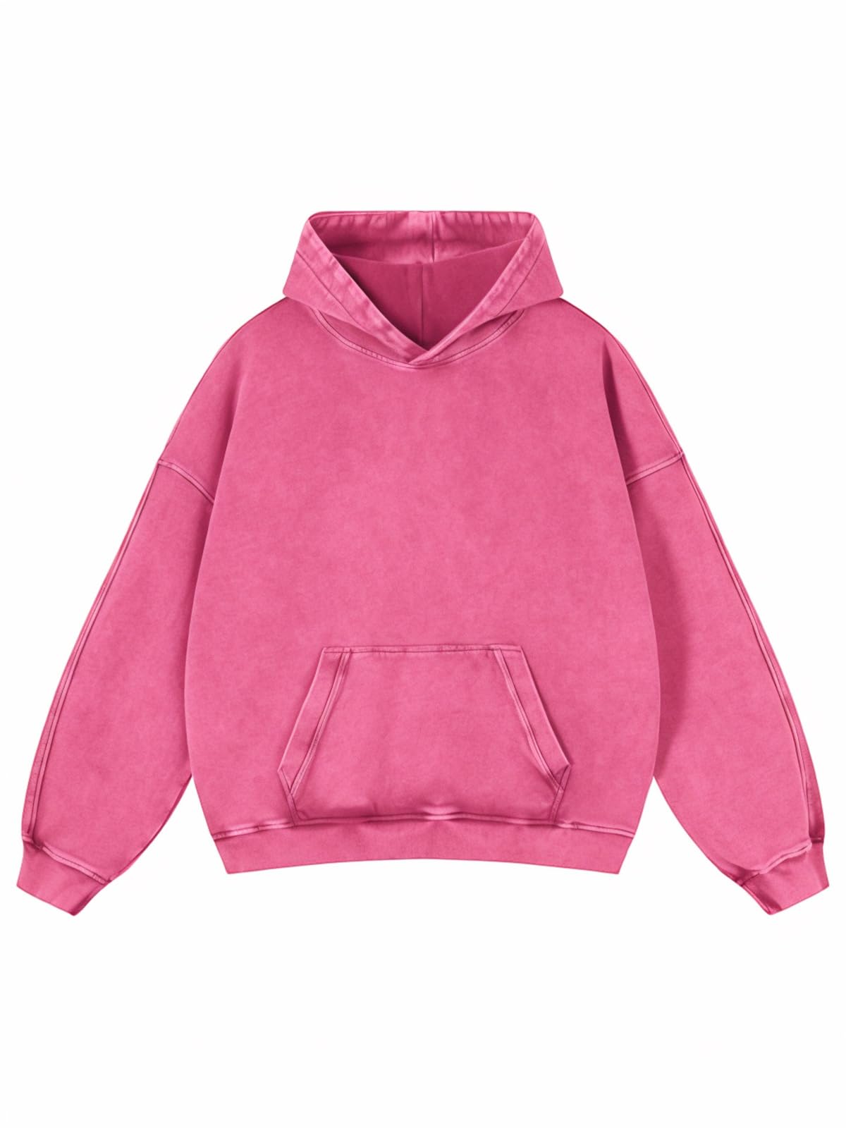 Adenorah Mens Hoodies Pullover Womens Oversized Y2K Fall Acid Wash Plain Cotton Heavyweight Hoodie Vintage Aesthetic Hooded Sweatshirt, Pink, Large