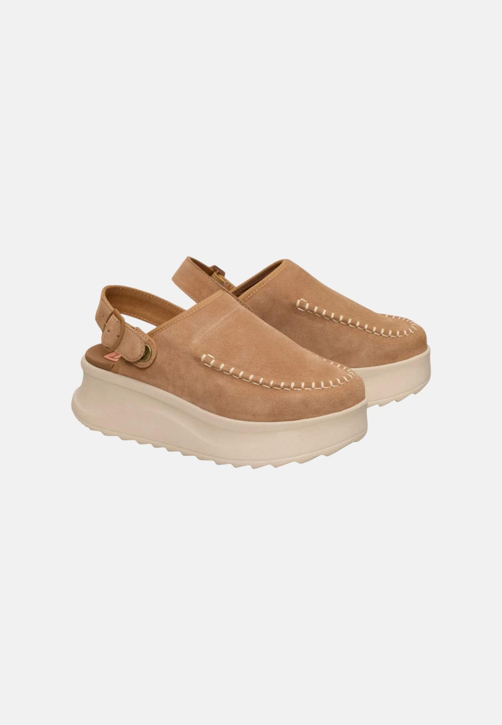 HEYDUDE Women's Delray Suede Tan Size 8,Platform Clog, Casual Slip-On Shoes, Lightweight, Comfortable, Stylish Everyday Footwear