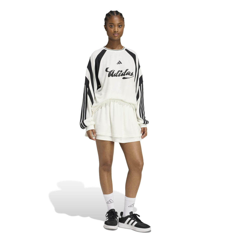 adidas Women's House of Tiro Mesh Skirt, Off White/Black, Medium