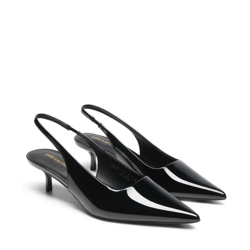 DREAM PAIRS Women's Kitten Heels Slingback Low Closed Toe Comfortable Pumps Pointed Toe Wedding Party Elegant Dress Shoes,Size 8,Black-Pat,SDPU25093W