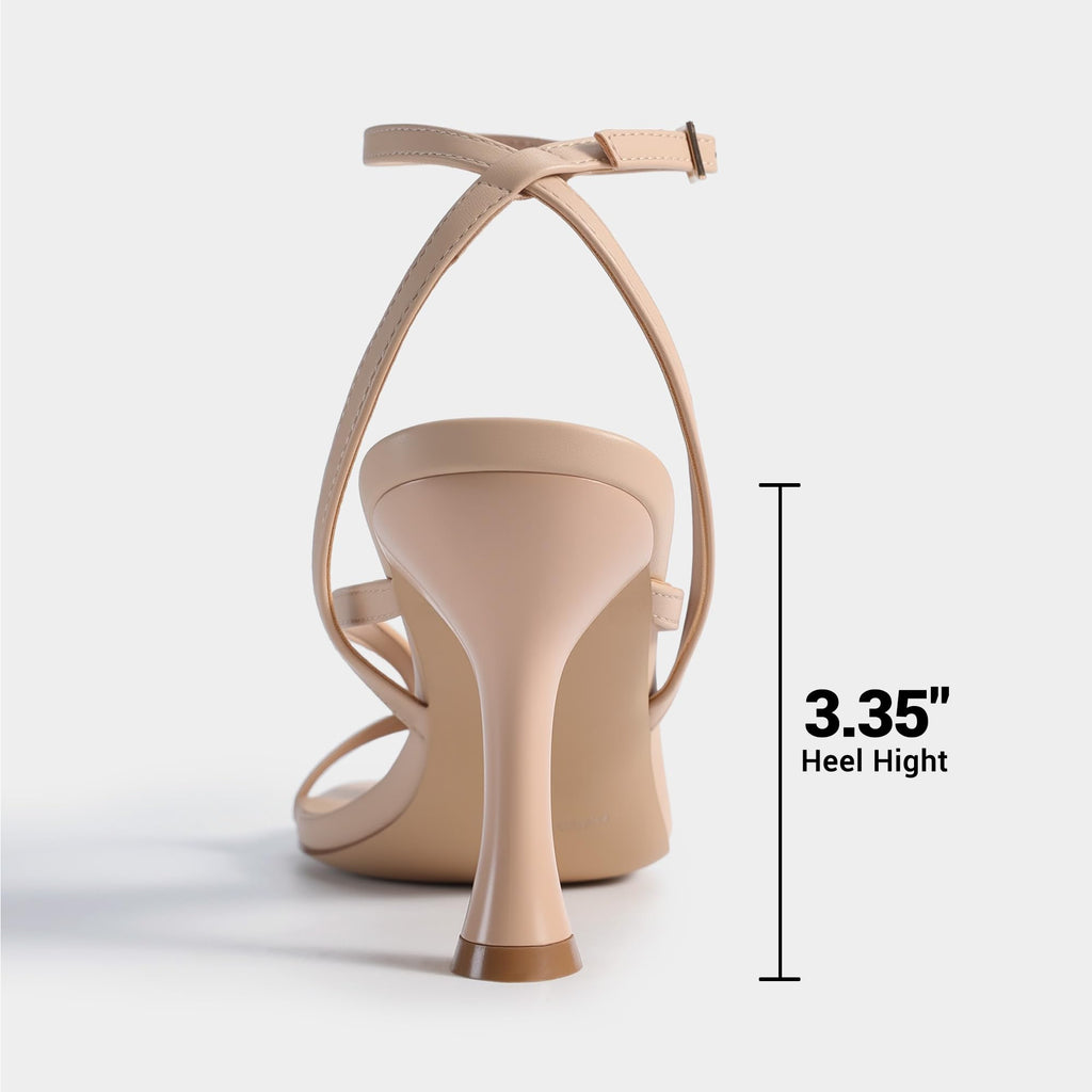 DREAM PAIRS Women's Square Heels Strappy Toe Thong Ankle Strap Sandals Shoes,Size 6,Nude,DWUMHS2560