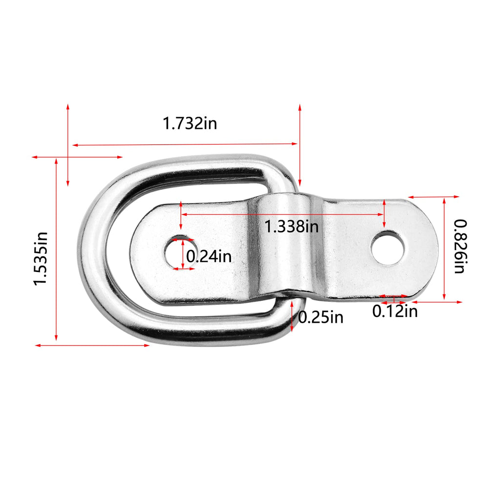 D-Ring Tie Downs Anchor1/4” Heavy Duty Surface Floor Mount Lashing Rings 2400 lbs Cargo Trailers Load-Bearing Hangers Bracket (Pack of 12)