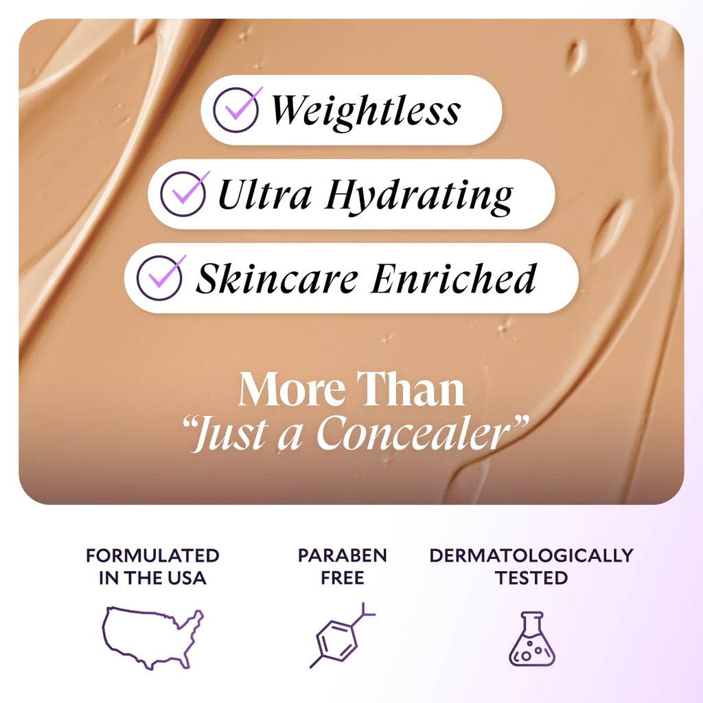 Fièra Luxury Concealer & Foundation with Anti-Aging Ingredients - Full Coverage for Dark Circles, Wrinkles, Fine Lines, and Spots, All-Day Wear For Mature Skin - Neutral Beige, 0.5 FL. OZ. / 15 ML