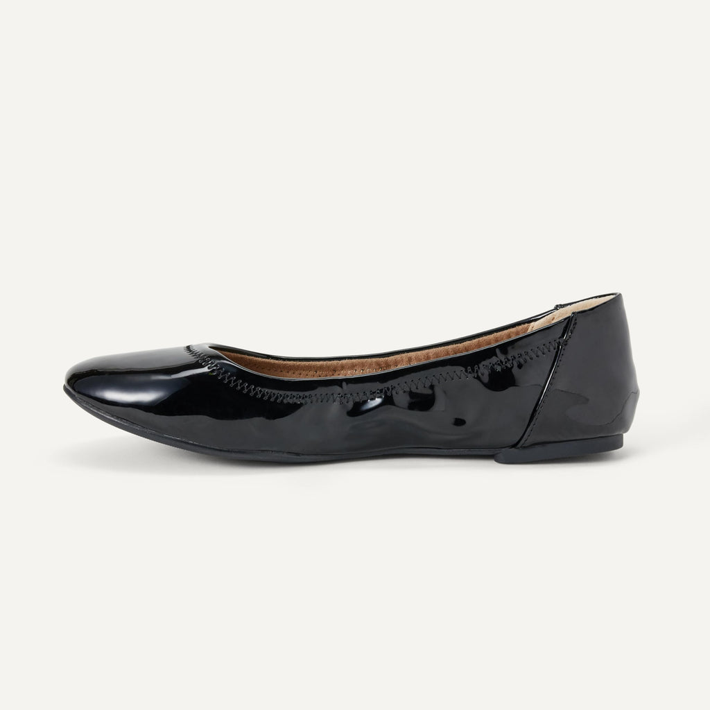 Amazon Essentials Women's Belice Comfortable Slip-On Ballet Flats Shoes, Black Patent, 13 Wide