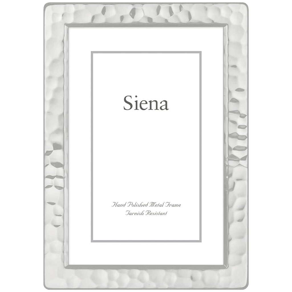 Siena Hammered Silver Picture Frame, Tarnish Resistant Finish, Perfect Photo Frame for any End Table, Credenza, Shelf, or Nightstand, Silver 8x10