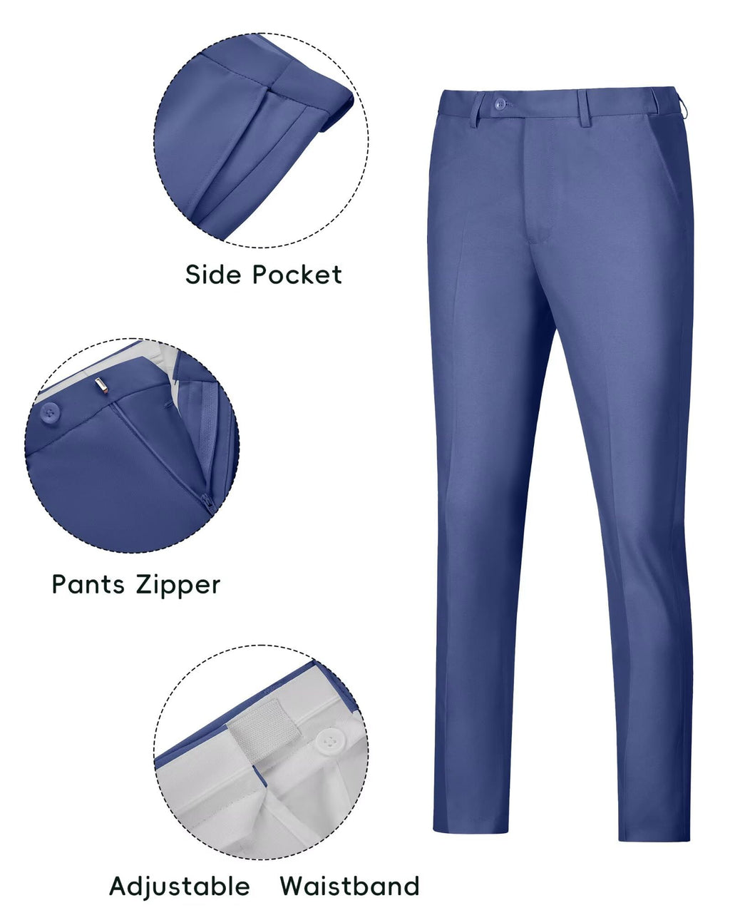 Fxzpiodi Mens 2 Piece Suit Slim Fit Business Wedding Groomsman Suit for Prom Dinner Tuxedo Suit Jacket Pants Denim Blue XL