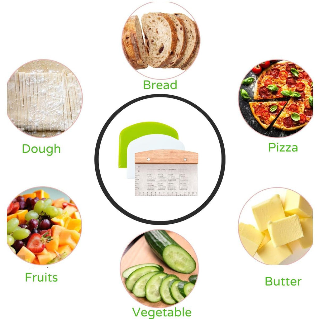 BOORIKA Dough Scraper & Bench Scraper Kitchen – Stainless Steel Sourdough Tools – Dough Cutter for Sourdough Bread, Pizza, and Flat Top Griddles – Chef Approved