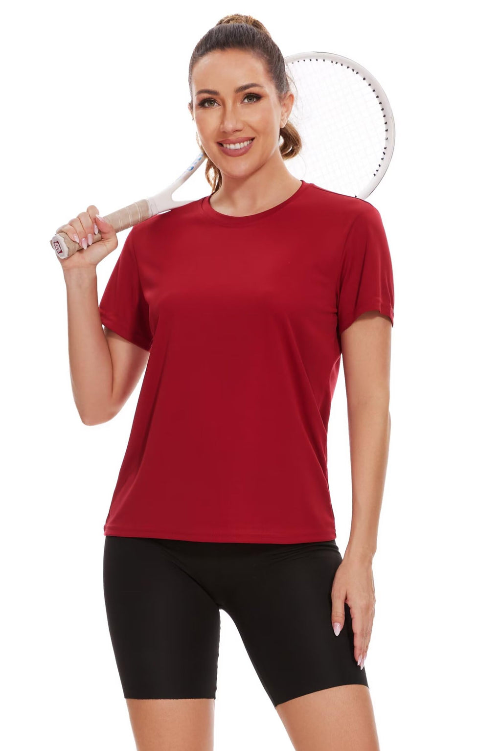 NebuKinex 6 Pack Workout Tops for Women Short Sleeve UPF Sun Protection Athletic T Shirts Quick Dry Tennis Yoga Running Crew Neck Tee-L