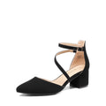 DREAM PAIRS Women's Closed Pointed Toe Low Chunky Heels Pumps Ankle Strap Wedding Business Dressy Shoes,Size 7,Black-Nubuck,SDPU2354W