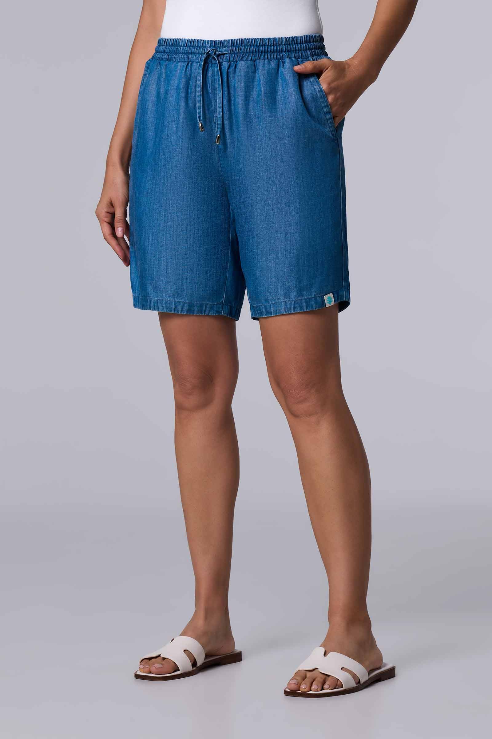 Chambray Shorts - UPF 50+ Sun Protection - Enclave in Light Indigo Chambray