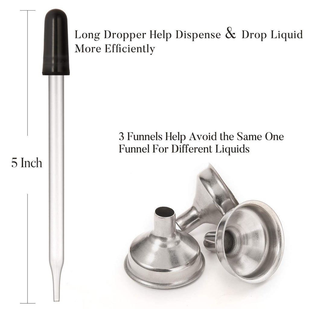 12 pcs, 1 oz Amber Dropper Bottles w/ 3 Stainless Steel Funnels & 1 Long Glass Dropper - 30ml Glass Bottles with Eye Droppers, Leakproof Essential Oils Bottle for Health, Personal Care & Beauty