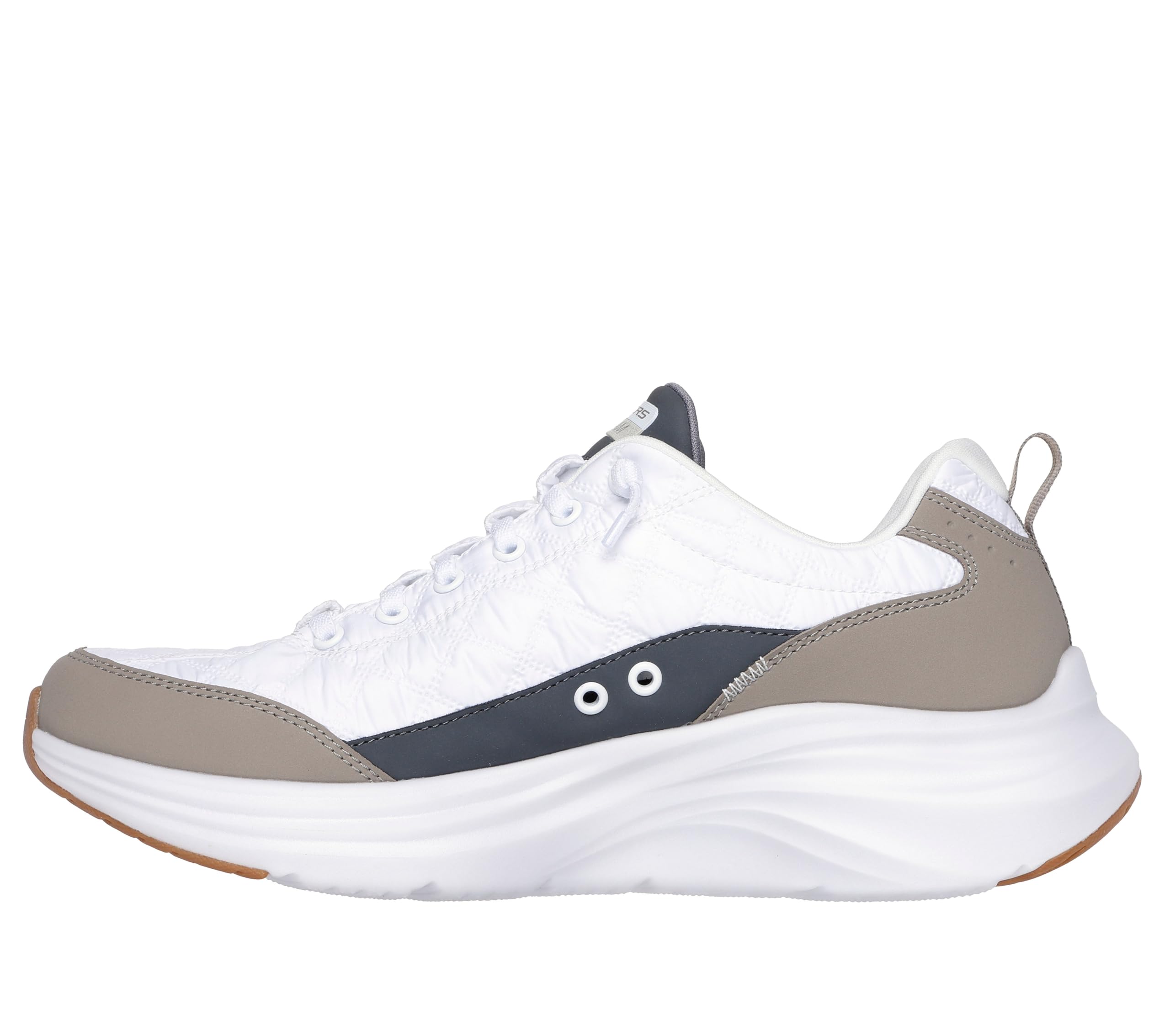 Skechers Men's Contour Foam Cozy Fit Hands Free Slip-in Sneaker,White/Taupe,7.5 Wide
