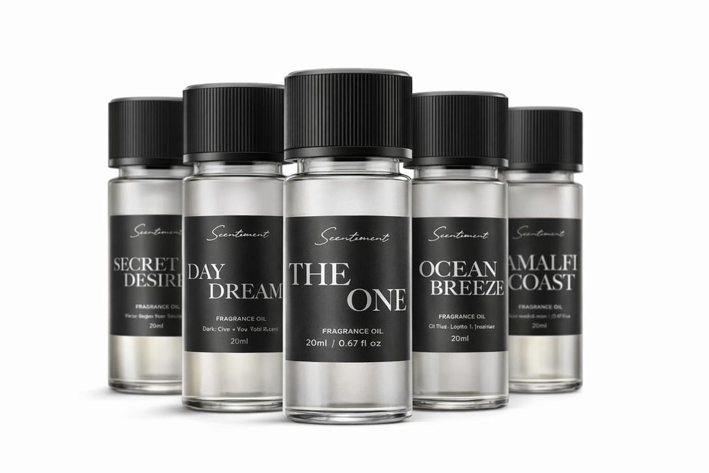 Scentiment Luxury Hotel Scents – 5 Diffuser Oil Set | Secret Desires, Day Dream, The One, Ocean Breeze & Amalfi Coast | Fresh Floral, Woody & Citrus Scents Home Fragrance Oils 5 x 0.68 fl oz (20 mL)