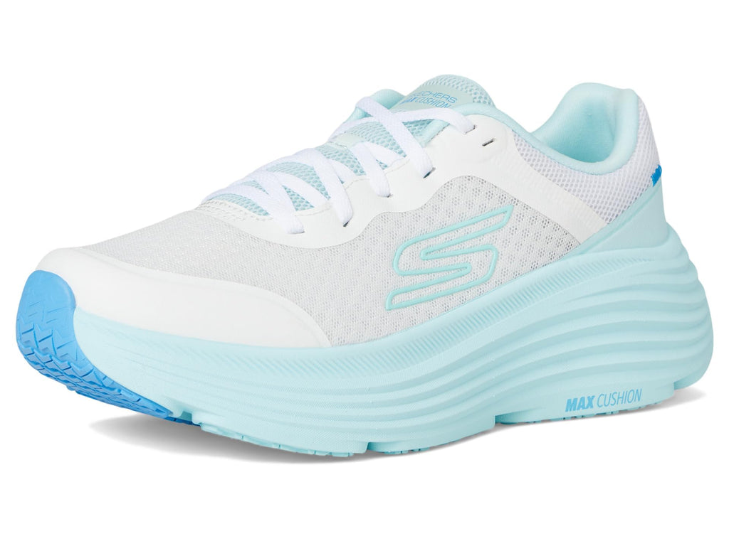 Skechers Women's Max Cushioning Endeavour Canova Sneaker, White/Light Blue, 7.5