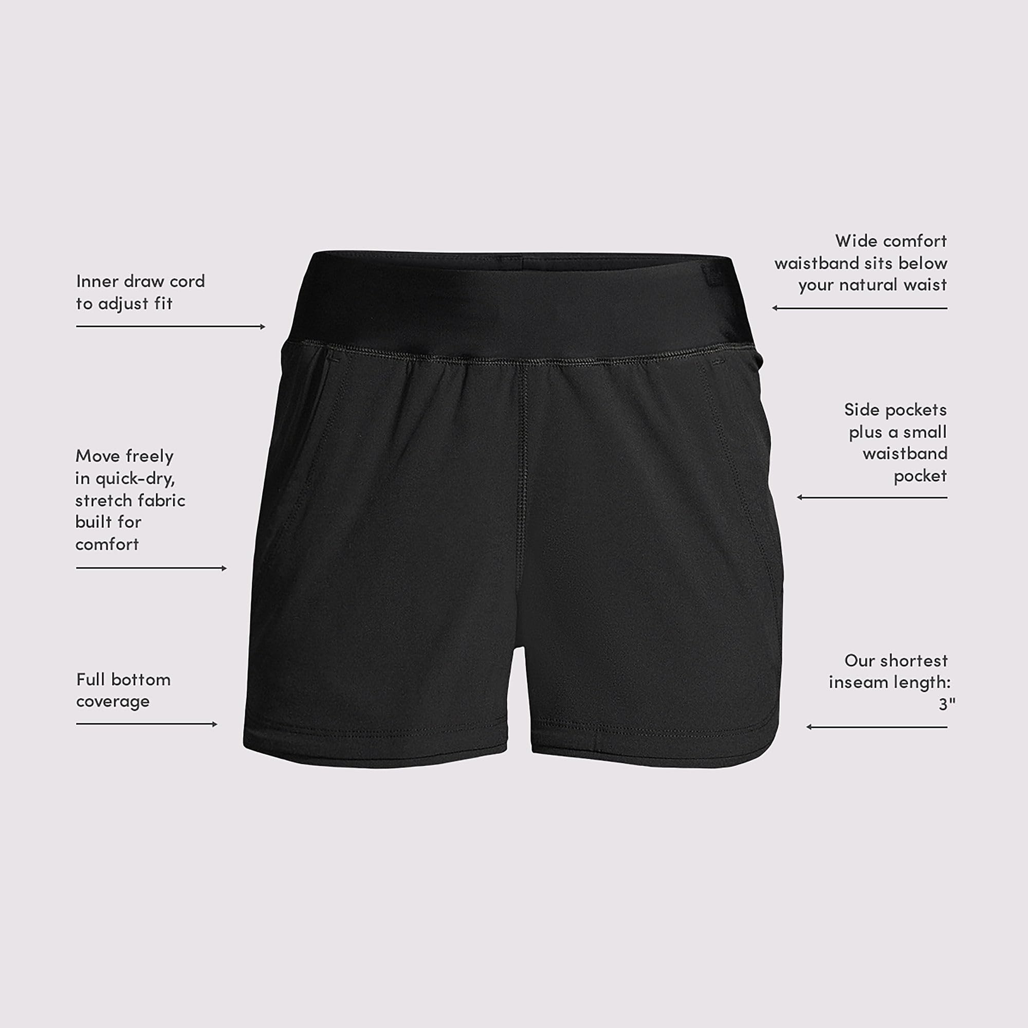 Lands' End Womens Sunshade UPF 50 3 Inch Board Shorts with Panty Black Regular 0