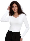 COZYFIT Underscrub Long Sleeve Women - Scrubs Undershirts for Nurse with Soft Fabric, Crew Neck Tee, White, L