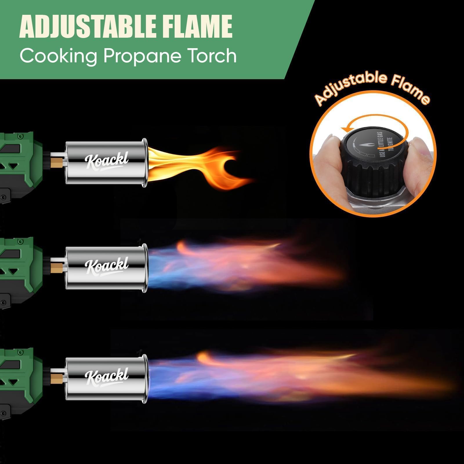 KOACKL Propane Torch Gun | Adjustable Flame Thrower Gun | Gas Welding Kits Cooking Torch for BBQ, Searing Steak, Welding, Campfire & Charcoal (Propane Tank Not Included)