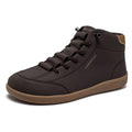 HOBIBEAR Leather Barefoot Boots Zero-Drop Wide Width Minimalist Shoes Unisex Mid Top Walking Boots(Dark Brown Women 11,Men 10)