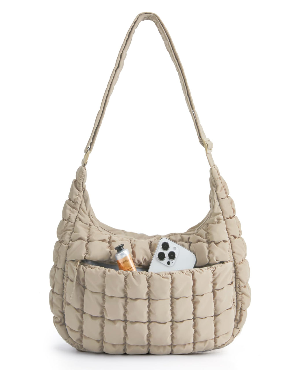 BAGSMART Crossbody Bags for Women, Quilted Puffy Purses for Women, Fluffy Travel Essentials Shoulder Hobo Bag