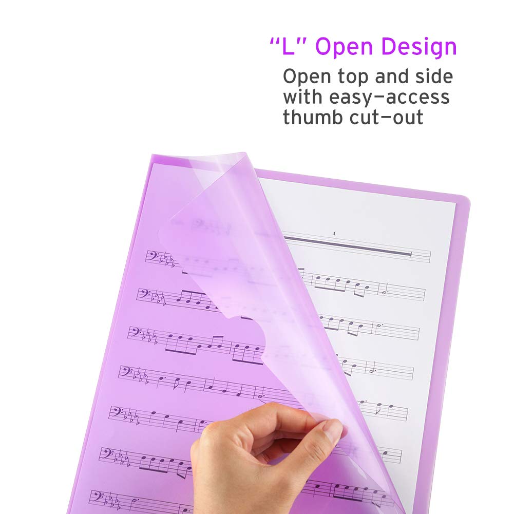 Sooez 25 Pack Clear Document Folder Project Pockets, Clear Plastic Folders Letter Size Plastic Document Folders Paper Poly Jacket Sleeves Folders Copy, 5 Assorted Colors