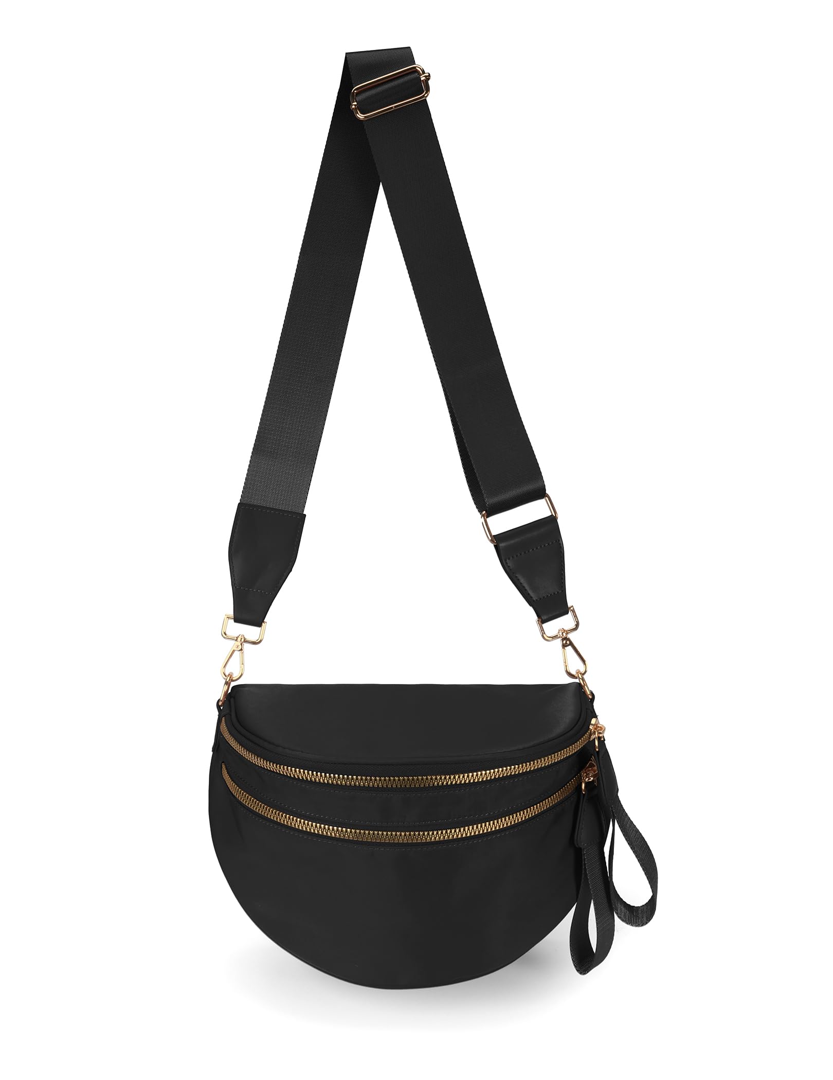 Spacious Nylon Crossbody Bag Bum Bag Handbags Wallets Purses Trendy Shoulder Bag for Women (black)