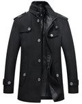 chouyatou Men's Winter Stylish Wool Blend Single Breasted Military Peacoat (Medium, Solid-Black)