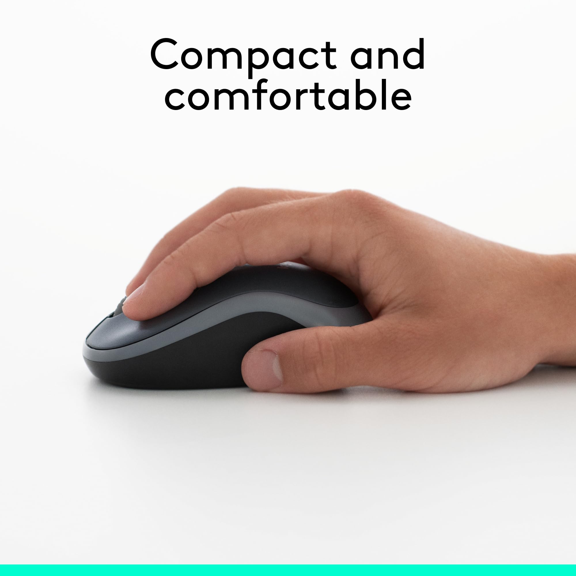 Logitech M185 Wireless Mouse, 2.4GHz with USB Mini Receiver, 12-Month Battery Life, 1000 DPI Optical Tracking, Ambidextrous PC/Mac/Laptop - Swift Grey