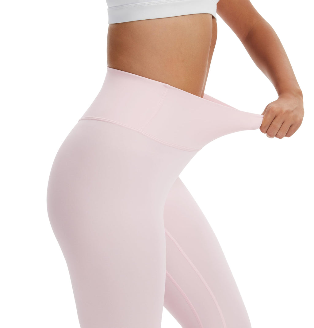VIMPEP Women’s Buttery Soft High Waisted 25” Inseam Leggings No Front Seam Yoga Pants Tummy Control, for Workout Lounge YJ03 Light Pink M