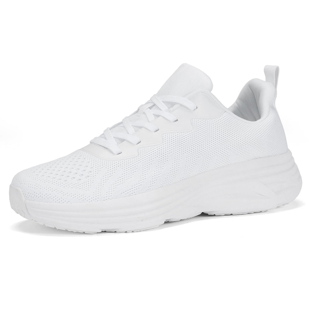 LCGJR Men's Slip On Cushion Running Shoes Lightweight Breathable Walking Shoes Non Slip Athletic Fashion Tennis Sneakers White Size 13