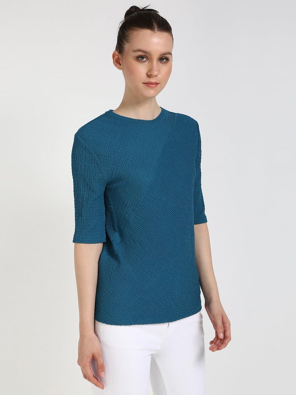 Calvin Klein Women's Textured Knit 3/4 Sleeve Top