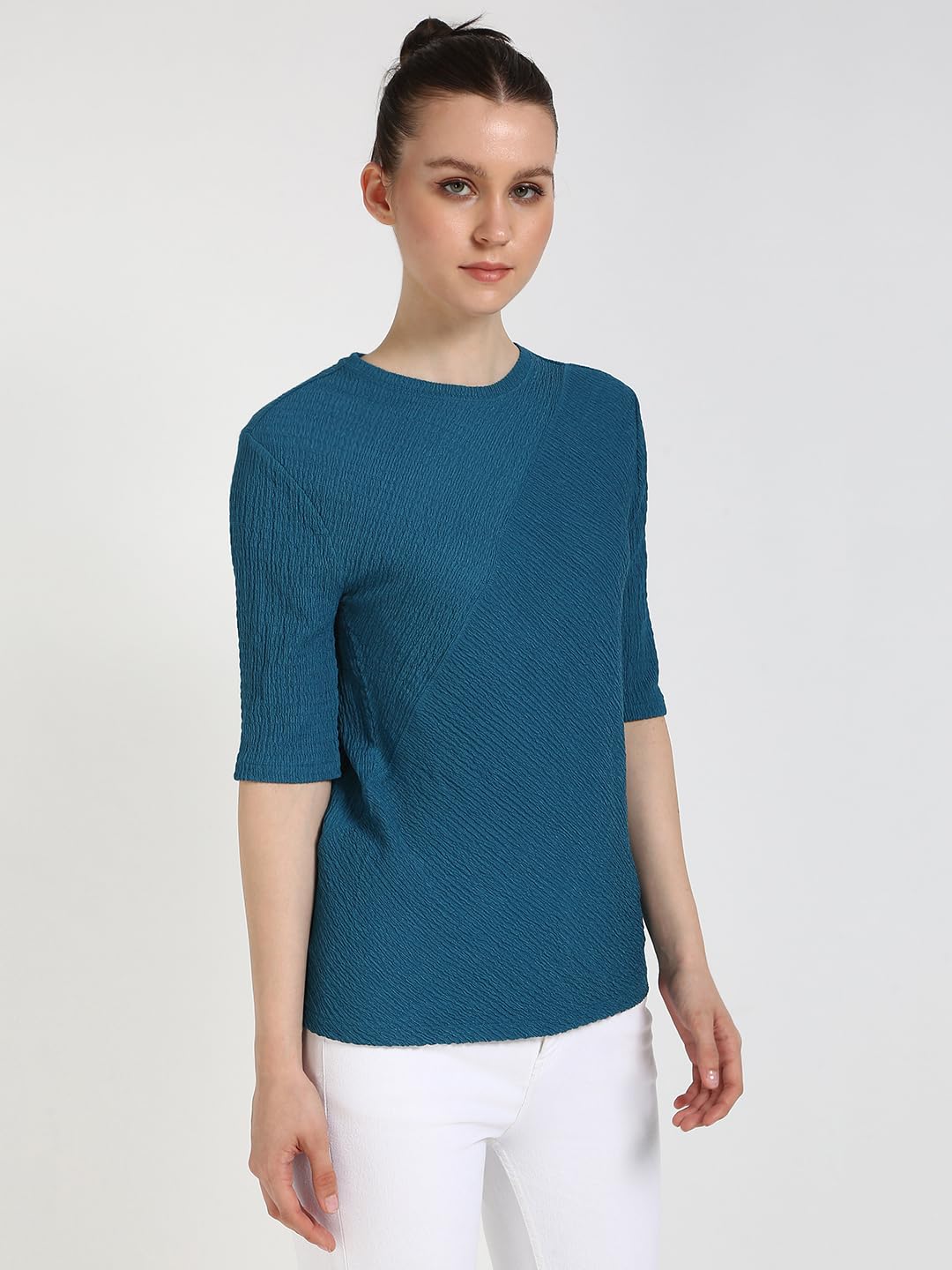 Calvin Klein Women's Textured Knit 3/4 Sleeve Top