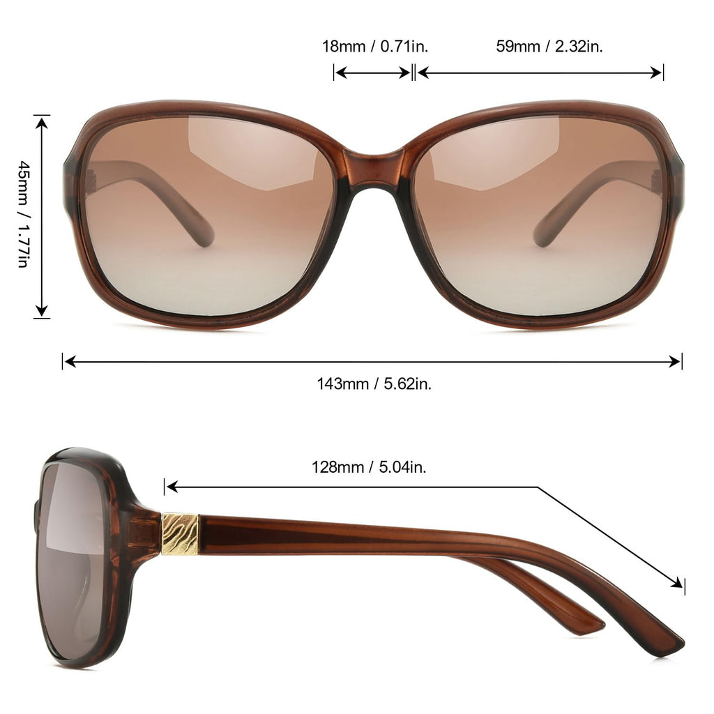 SIPHEW Polarized Sunglasses Womens Trendy, Classic Square Sun Glasses for Women UV Protection Wrap Shades