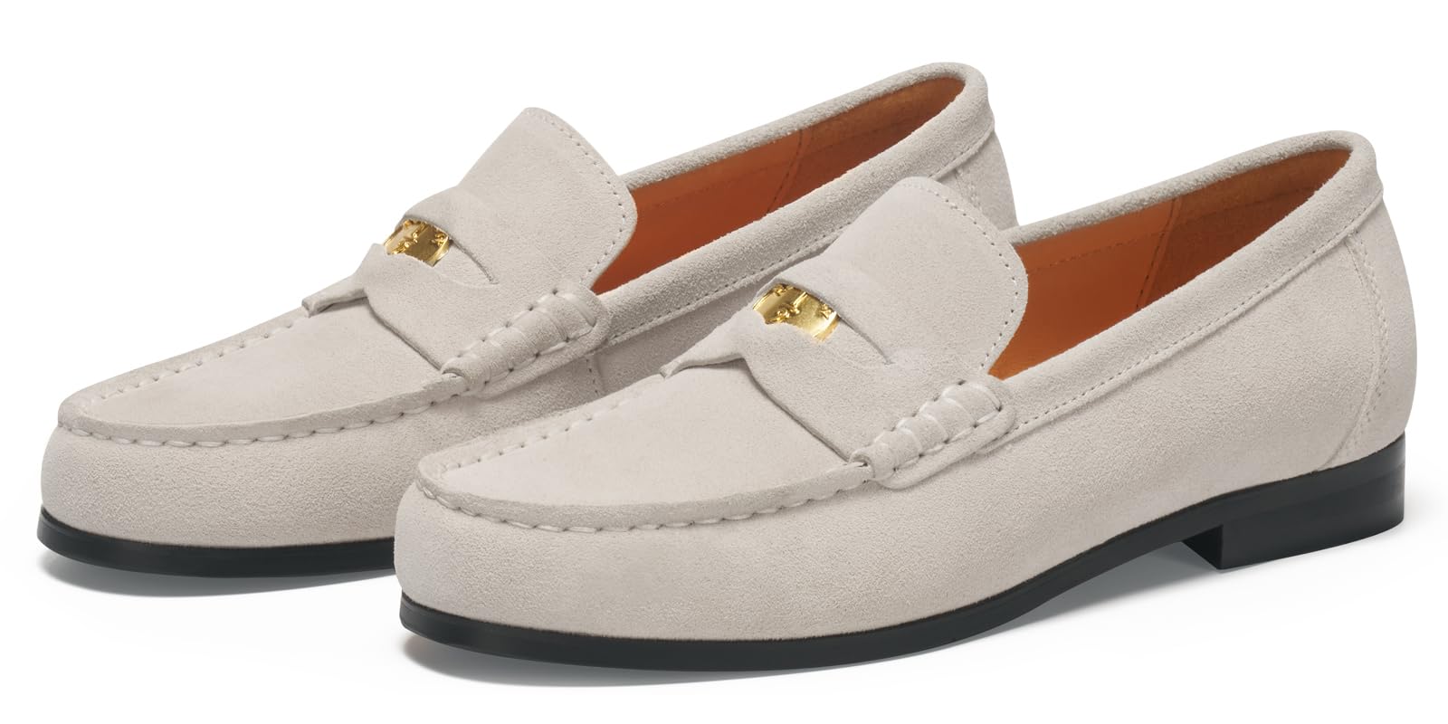 Journey West Ivy Style Suede Slip-on Penny Loafers Shoes for Women Beige US 5.5