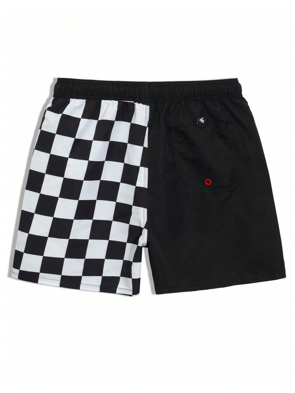 WDIRARA Men's Graphic Print Colorblock Drawstring Waist Active Pocket Shorts Black Checkered Medium